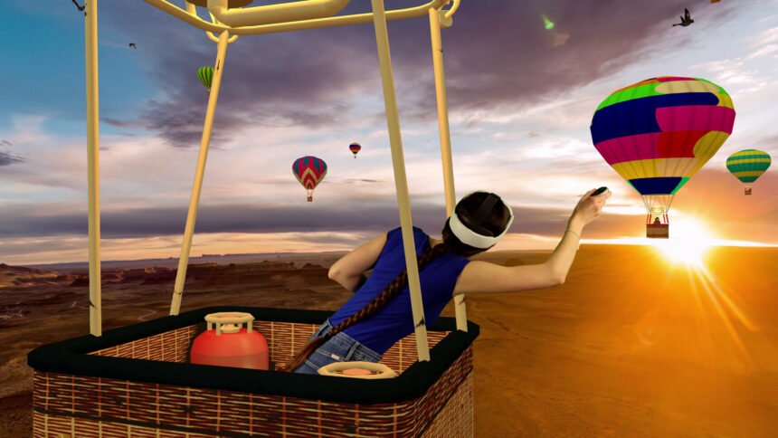 The basket of the hot air balloon provides support for those with a fear of heights.