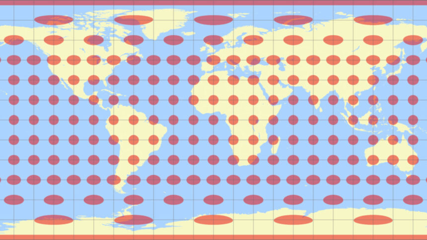 Distortions in equirectangular format